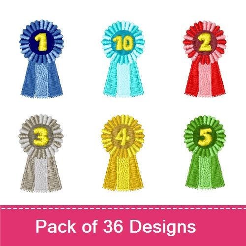 Colorful Ribbons Embroidery Bundle – Number 1 to 7 & More (36 Designs)