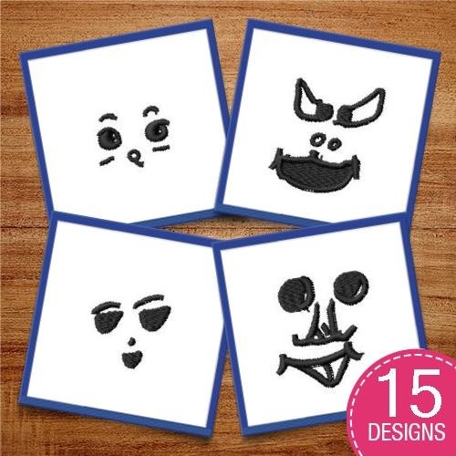 Face Emoji Embroidery Bundle – Fun Expressions (15 Designs)