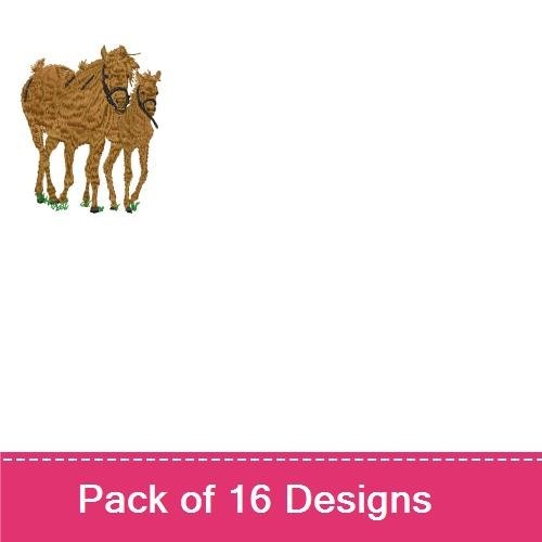 Rustic Animal Embroidery Designs Bundle – Horse, Deer, Pegasus, & More (16 Designs)