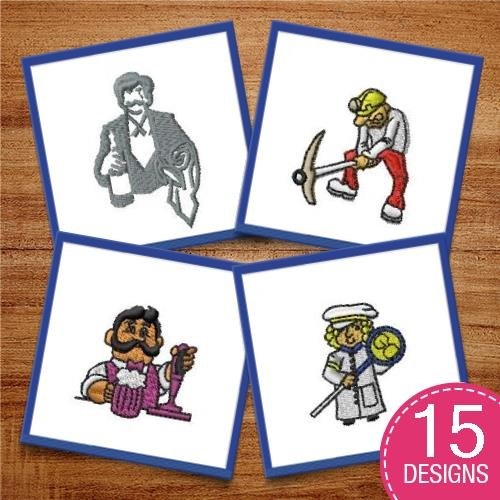 Occupations Embroidery Bundle – Miner, Artist, Scientist, Doctor & More (15 Designs)