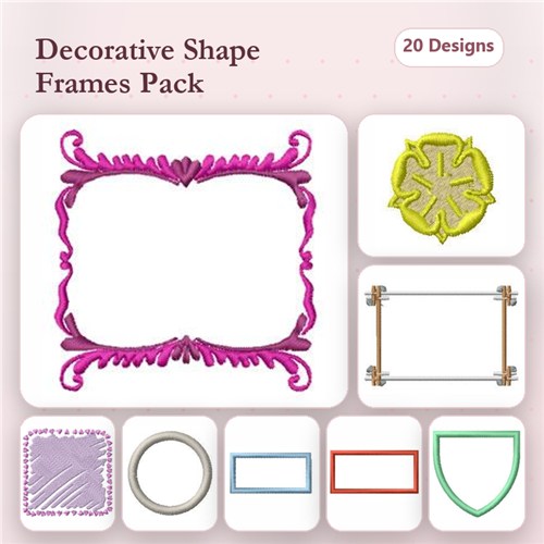 Decorative Shape Frames Embroidery Bundle – Ornate Frame, Floral Frame, Square Frame & More (21 Designs)