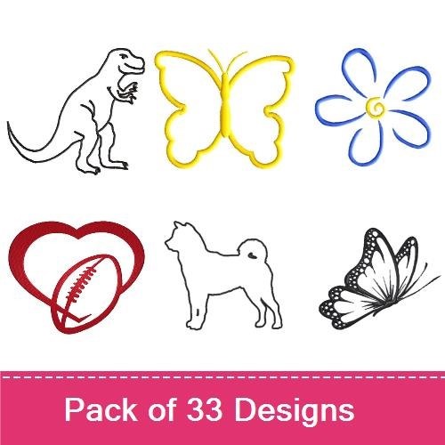 Tyrannosaurus Rex & Butterfly Embroidery Bundle – Animals & Flowers (33 Designs)