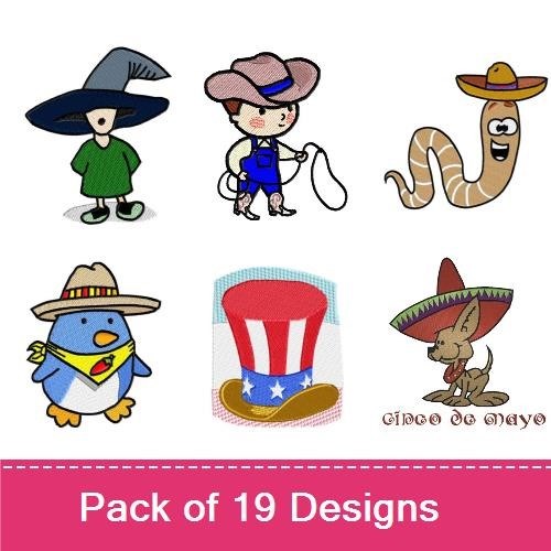 Cowboy & Holiday Characters Embroidery Bundle – Festive Designs (19 Designs)
