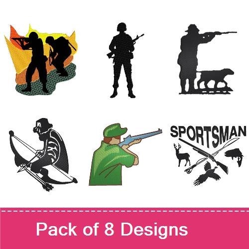 Hunter & Soldier Embroidery Bundle – Sportsman Designs (8 Designs)