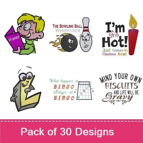 Funny Humor Embroidery Bundle – Bowling Ball, Candle & More (30 Designs)