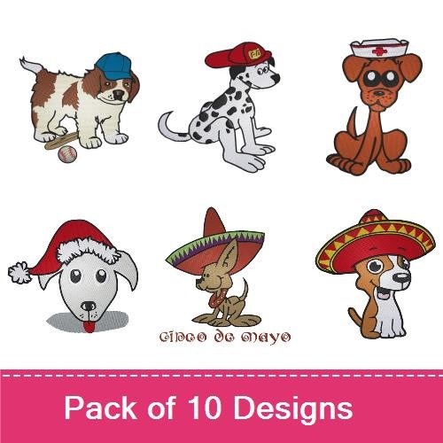 Dog Embroidery Bundle – Fun Puppy Designs (10 Designs)