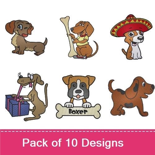 Dachshund & Boxer Dog Embroidery Bundle – Fun Canine Designs (10 Designs)