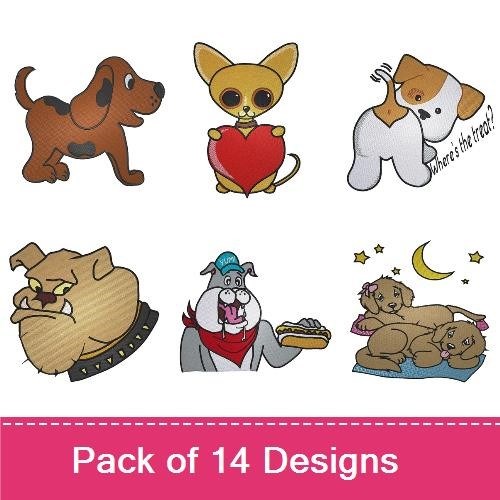 Dog Embroidery Bundle – Cute Breeds and Fun Designs (14 Designs)