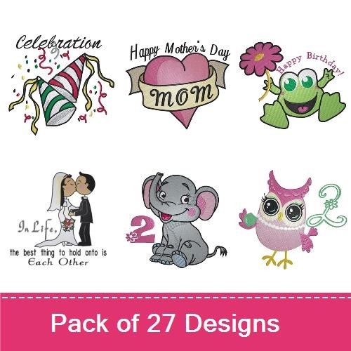 Birthday & Love Embroidery Designs Bundle – Joined Forever, Happy Birthday, Lovebirds in Car & More (23 Designs)