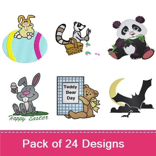 Easter Bunny & Panda Embroidery Bundle – Fun Designs (24 Designs)
