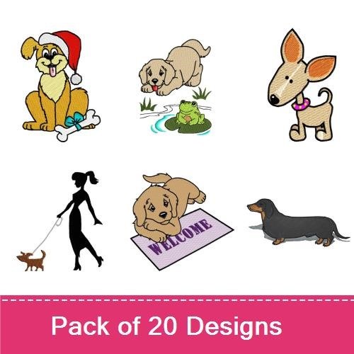 Dog-Themed Embroidery Bundle – Santa Dog & Puppy Designs (20 Designs)