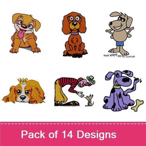 Happy Puppy & Cavalier King Charles Spaniel Embroidery Bundle – Dog Characters (14 Designs)
