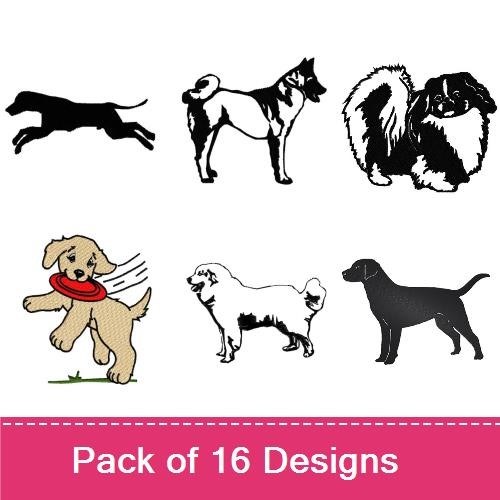 Dog Embroidery Bundle – Running Dog, Husky, and More (16 Designs)
