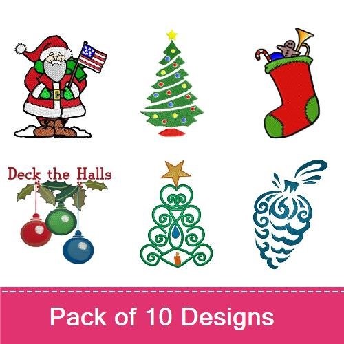 Santa Claus & Christmas Tree Embroidery Bundle – Holiday Designs (10 Designs)