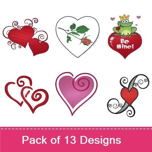 Romantic Hearts Embroidery Designs Bundle – Couples, Floral Detailing, Snail & More (12 Designs)