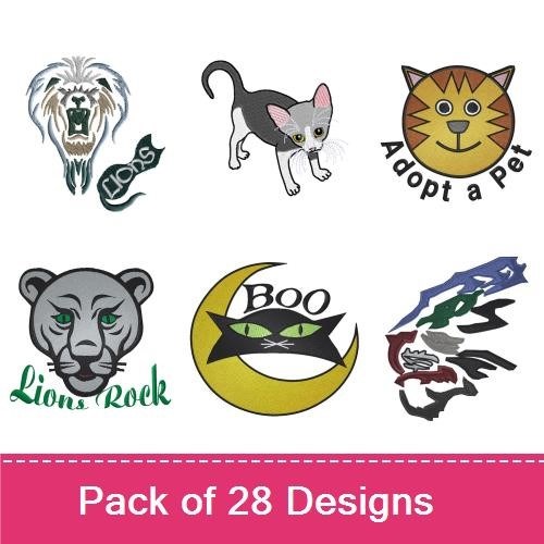 Black Cat Halloween Embroidery Designs Bundle – Spooky Black Cat, Grinning Cat with Pumpkin, Cat with Fish & More (23 Designs)