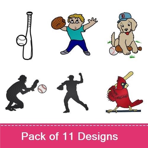 Baseball & Dog Embroidery Bundle – Sports Themes (11 Designs)