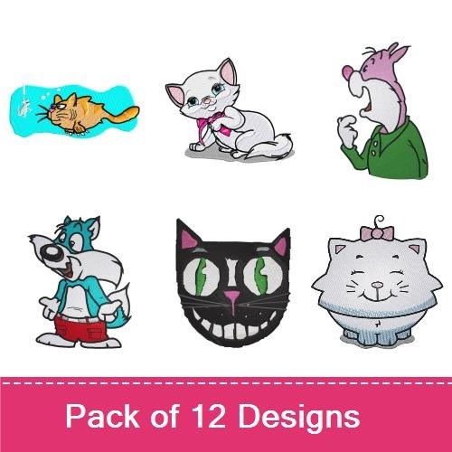 Funny Cat Embroidery Bundle – Speech Bubble Cat, White Cat, Black Cat & More (12 Designs)