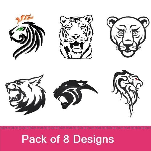 Fierce Big Cats Embroidery Bundle – Panther, Lion, Tiger, Leopard & More (8 Designs)