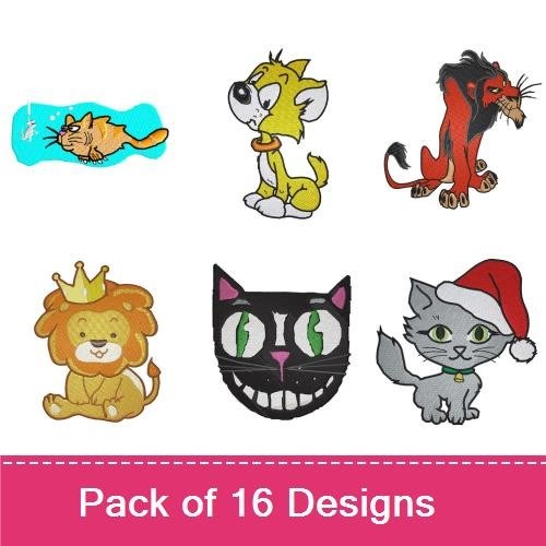 Cute Holiday Cats & Dogs Embroidery Bundle – Cat with Santa Hat, Dog with Santa Hat & More (16 Designs)