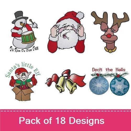 Santa Claus, Snowman & Reindeer Embroidery Bundle – Christmas Cheer (18 Designs)