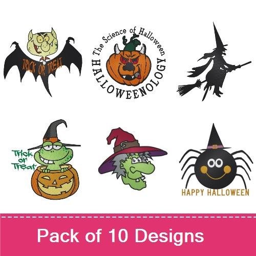 Halloween Themed Embroidery Bundle – Spooky Characters & Designs (10 Designs)
