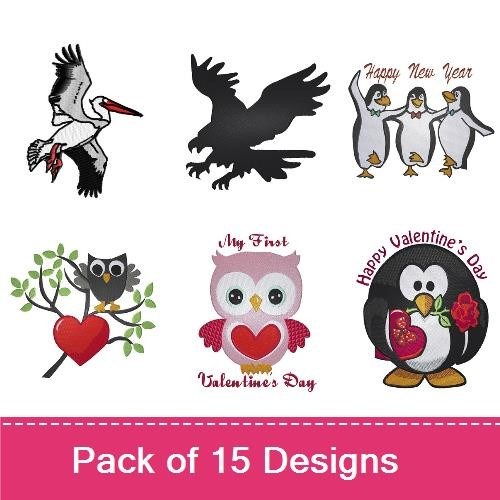 Whimsical Birds Embroidery Bundle – Owl, Stork, Wise Owl & More (15 Designs)