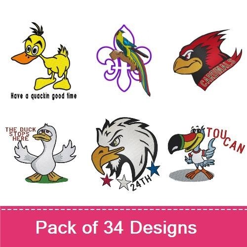 Birds and Wildlife Embroidery Designs Bundle – Cute Little Chicky, Liberty Penguin, Who Gives a Hoot Owl & More (33 Designs)
