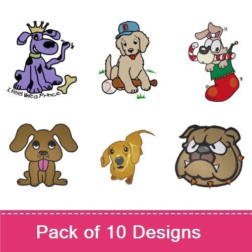 Dog Embroidery Bundle – Fun and Playful Designs (10 Designs)