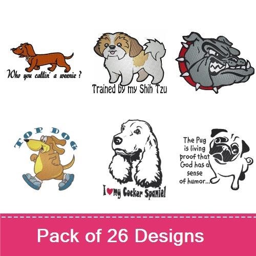Dachshund, Shih Tzu & Bulldog Embroidery Bundle – Fun Dog Quotes (26 Designs)