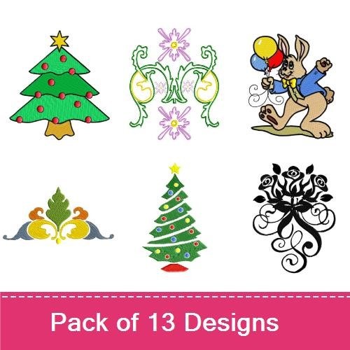 Festive Holiday Embroidery Bundle – Owl with Glasses, Christmas Tree, Rocking Horse & More (13 Designs)