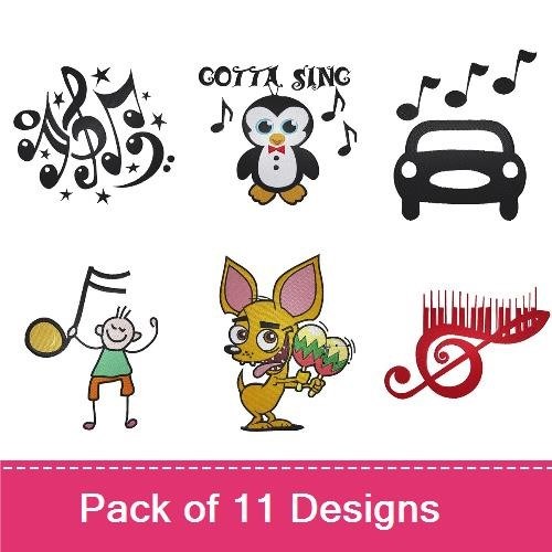 Musical & Dance Embroidery Bundle – Fun Characters and Designs (11 Designs)