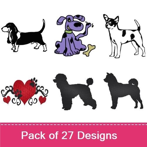Basset Hound, Purple Dog & Silhouette Dog Embroidery Bundle – Heart Designs (27 Designs)