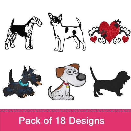 Dog Embroidery Bundle – Great Dane, Chihuahua & More (18 Designs)
