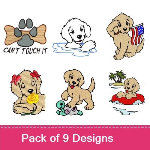 Dog & Puppy Embroidery Bundle – Playful Designs (9 Designs)