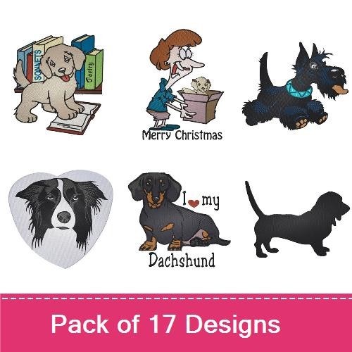 Dog Breeds Embroidery Bundle – Labrador, Dachshund & More (17 Designs)