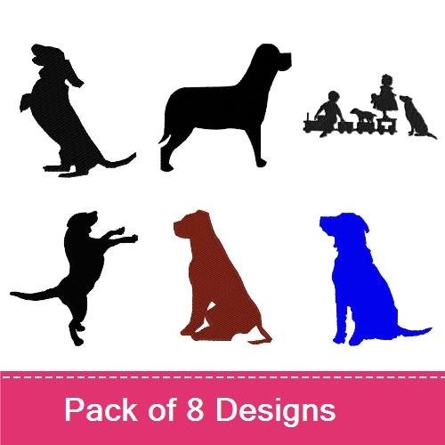Dog Silhouette Embroidery Bundle – Various Dog Poses (8 Designs)