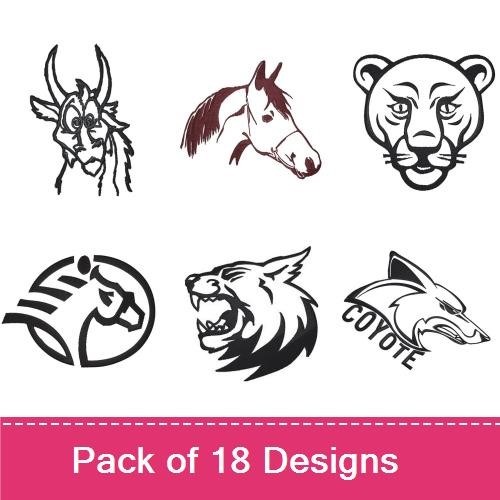 Animal Embroidery Bundle – Goat, Horse, Lion & More (18 Designs)