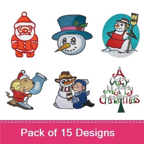 Santa Claus & Snowman Embroidery Bundle – Festive Holiday Designs (15 Designs)