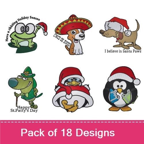 Holiday Embroidery Bundle – Festive Characters (18 Designs)