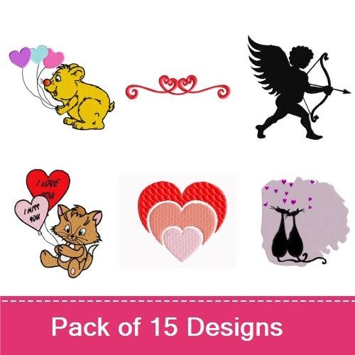 Valentine's Day Critters Embroidery Designs Bundle – Bear Couple, Cute Lion, Cupid & More (13 Designs)