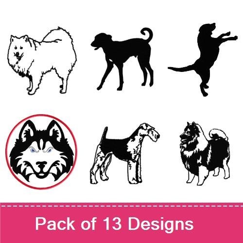 Dog Breed Embroidery Bundle – Samoyed, Husky & More (13 Designs)