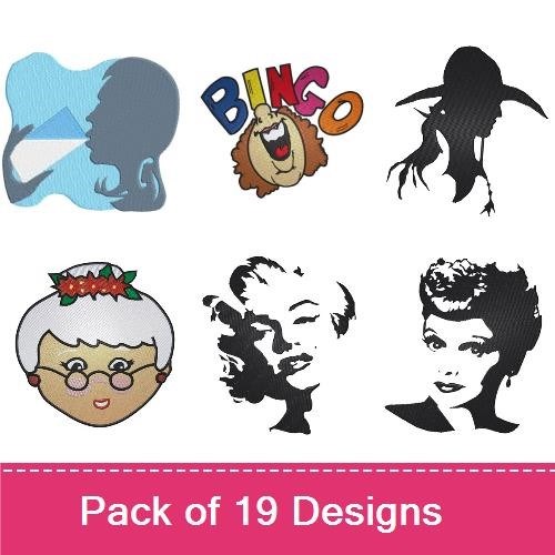 Celebrity Faces Embroidery Bundle – Marilyn Monroe, Couple Portrait, Fashion Model & More (19 Designs)