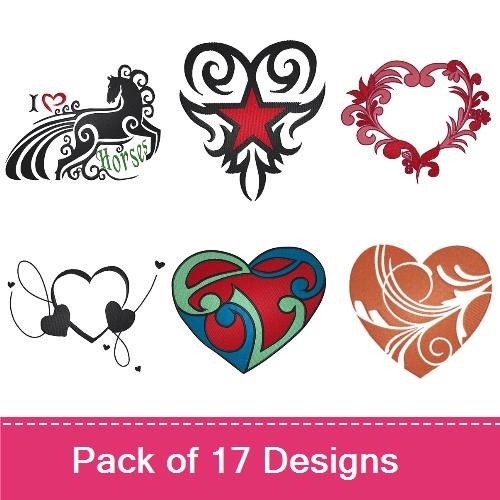 Hearts & Love Embroidery Designs Bundle – Loving You is Easy, Happy Mother's Day Heart, Couple in Love & More (17 Designs)