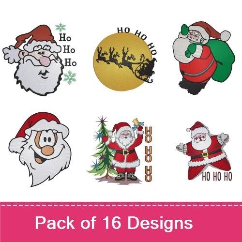 Santa & Reindeer Christmas Embroidery Bundle – Santa with Christmas Tree, Reindeer with Bell & More (16 Designs)