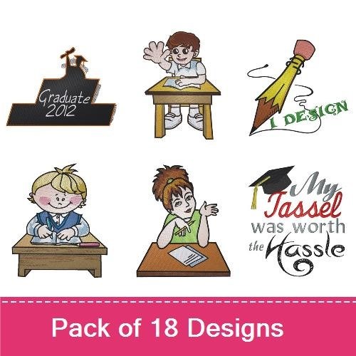 Graduation Celebration Embroidery Designs Bundle – Graduation Cap, Graduate Owl, Class of 2017 Banner & More (16 Designs)