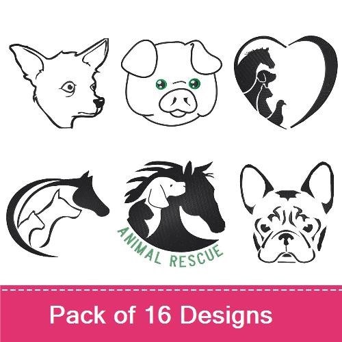 Chihuahua, Pig & Horse Embroidery Bundle – Animal Rescue Designs (16 Designs)