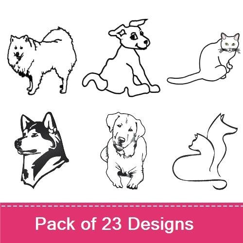 Dog & Cat Embroidery Bundle – Various Breeds (23 Designs)