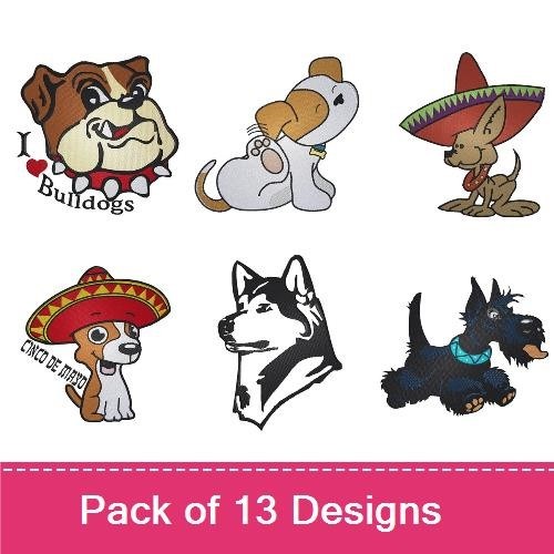 Bulldog & Dog Embroidery Bundle – Cute Breeds (13 Designs)