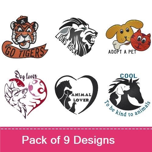 Tiger & Lion Mascot Embroidery Bundle – Animal Lovers (9 Designs)